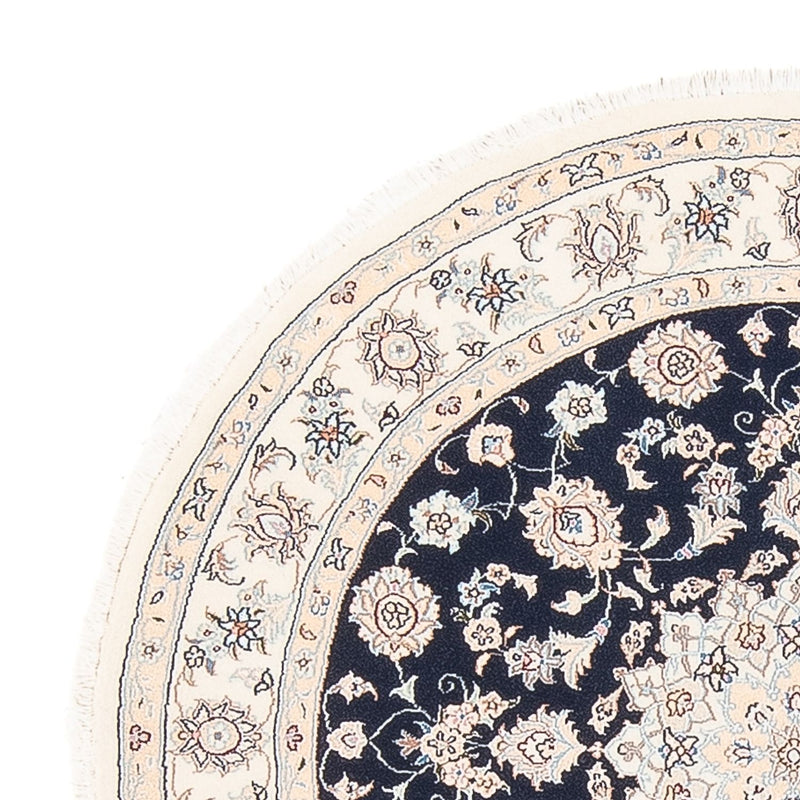 Tapis persan - Nain - Premium ronde  - 111 x 105 cm - bleu foncé
