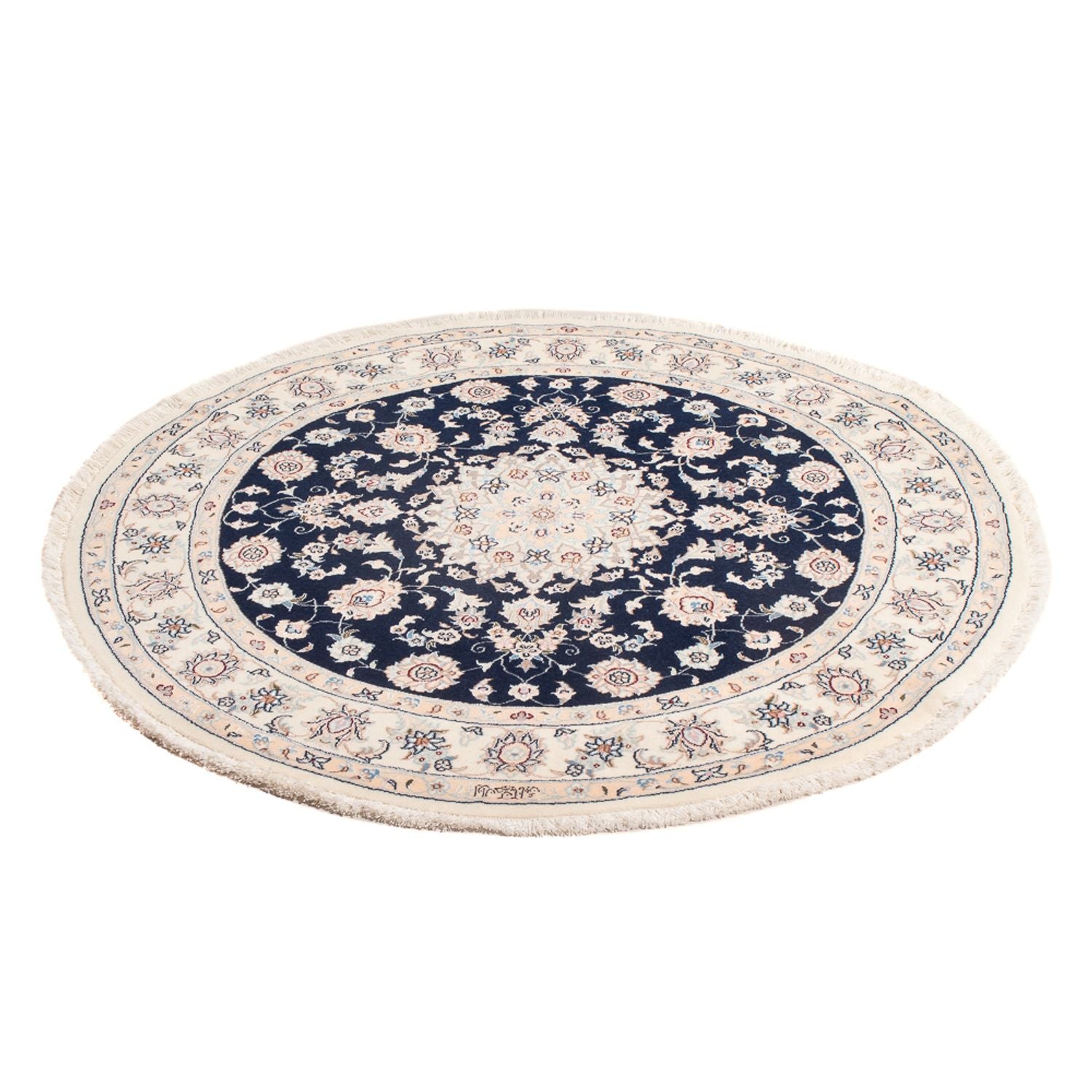 Tapis persan - Nain - Premium ronde  - 111 x 105 cm - bleu foncé