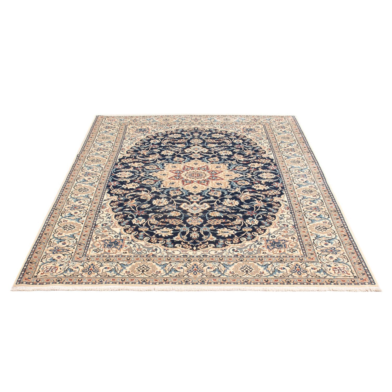 Tapis persan - Nain - Premium - 196 x 133 cm - bleu foncé