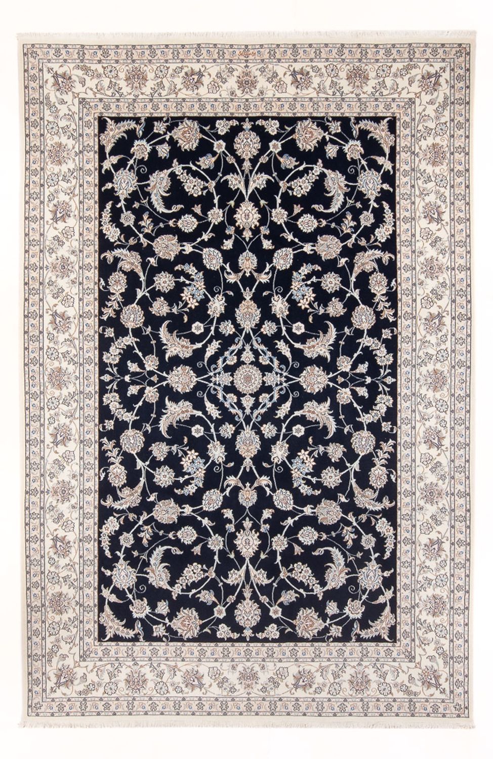 Tapis persan - Nain - 297 x 200 cm - bleu foncé