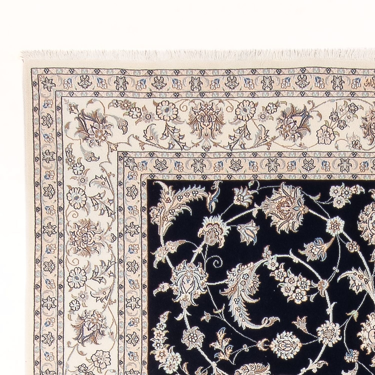 Tapis persan - Nain - 297 x 200 cm - bleu foncé