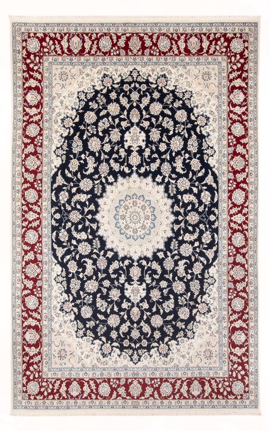 Tapis persan - Nain - 297 x 198 cm - bleu foncé