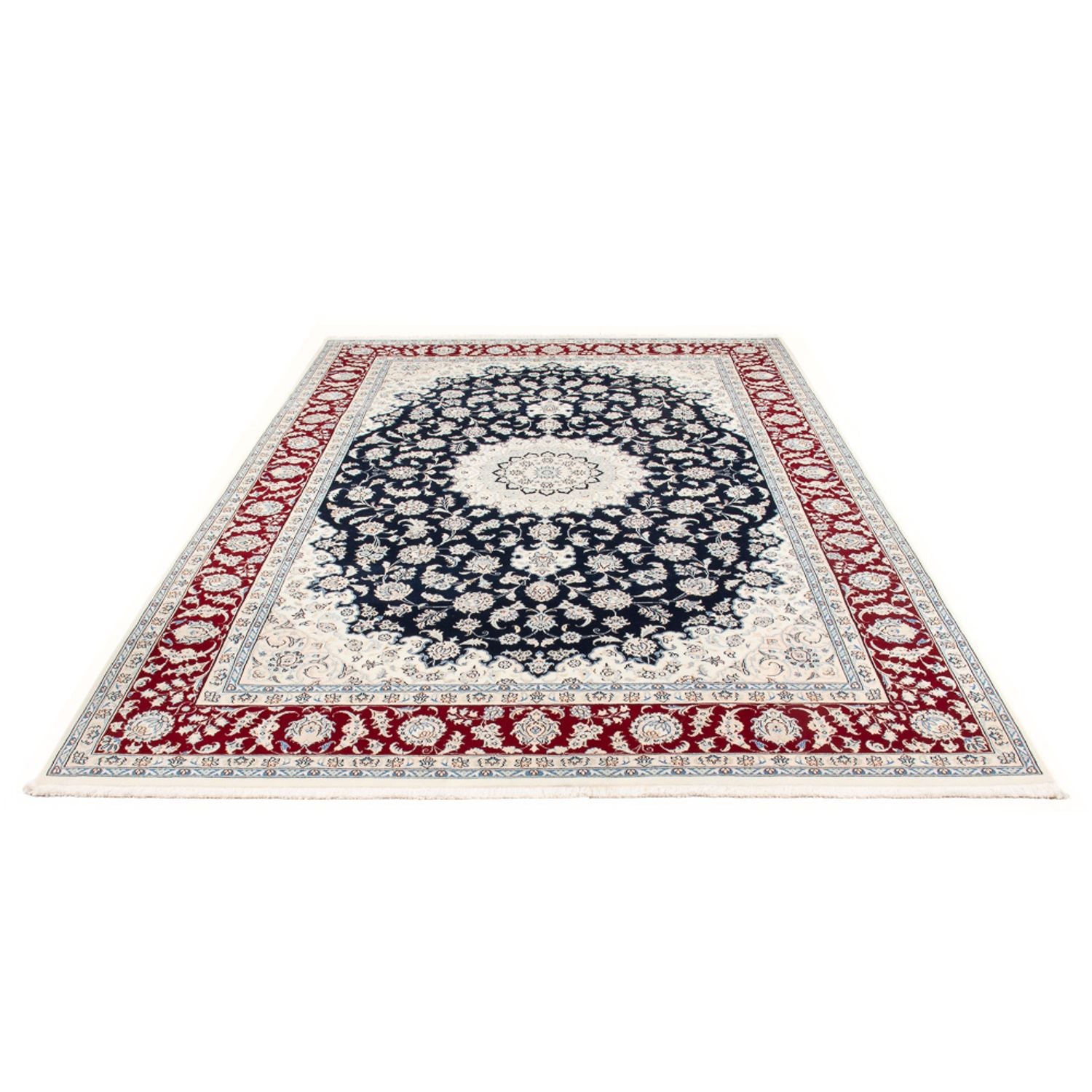 Tapis persan - Nain - 296 x 198 cm - bleu foncé