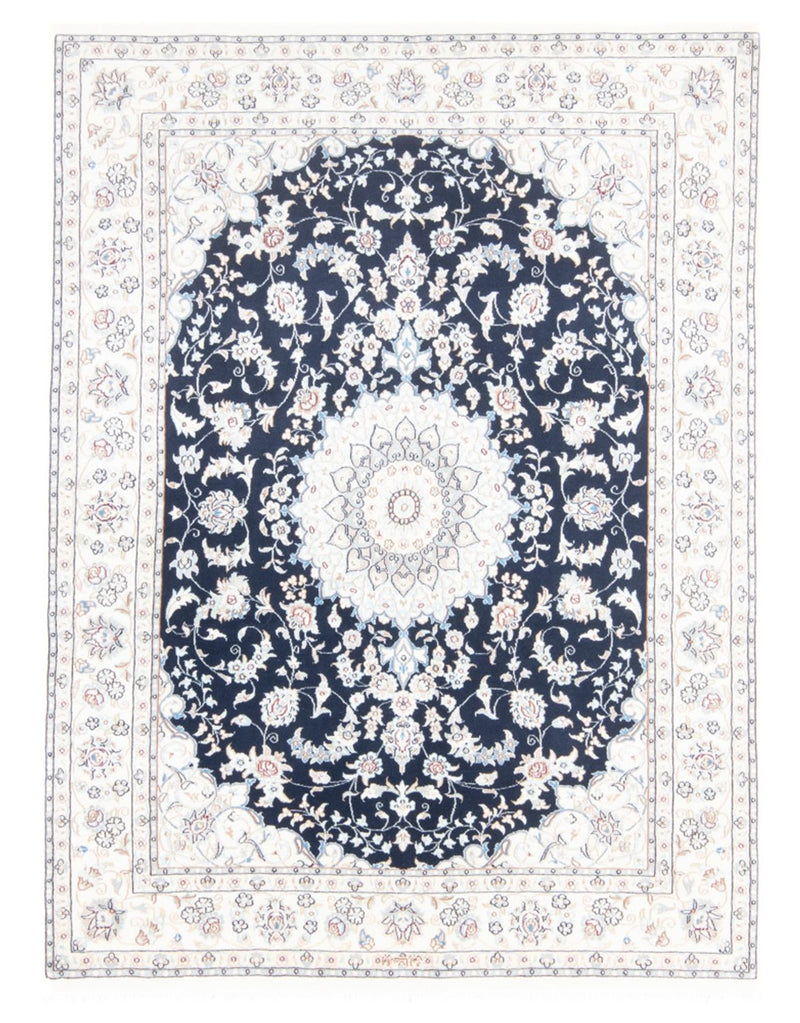 Tapis persan - Nain - Royal - 196 x 147 cm - bleu foncé