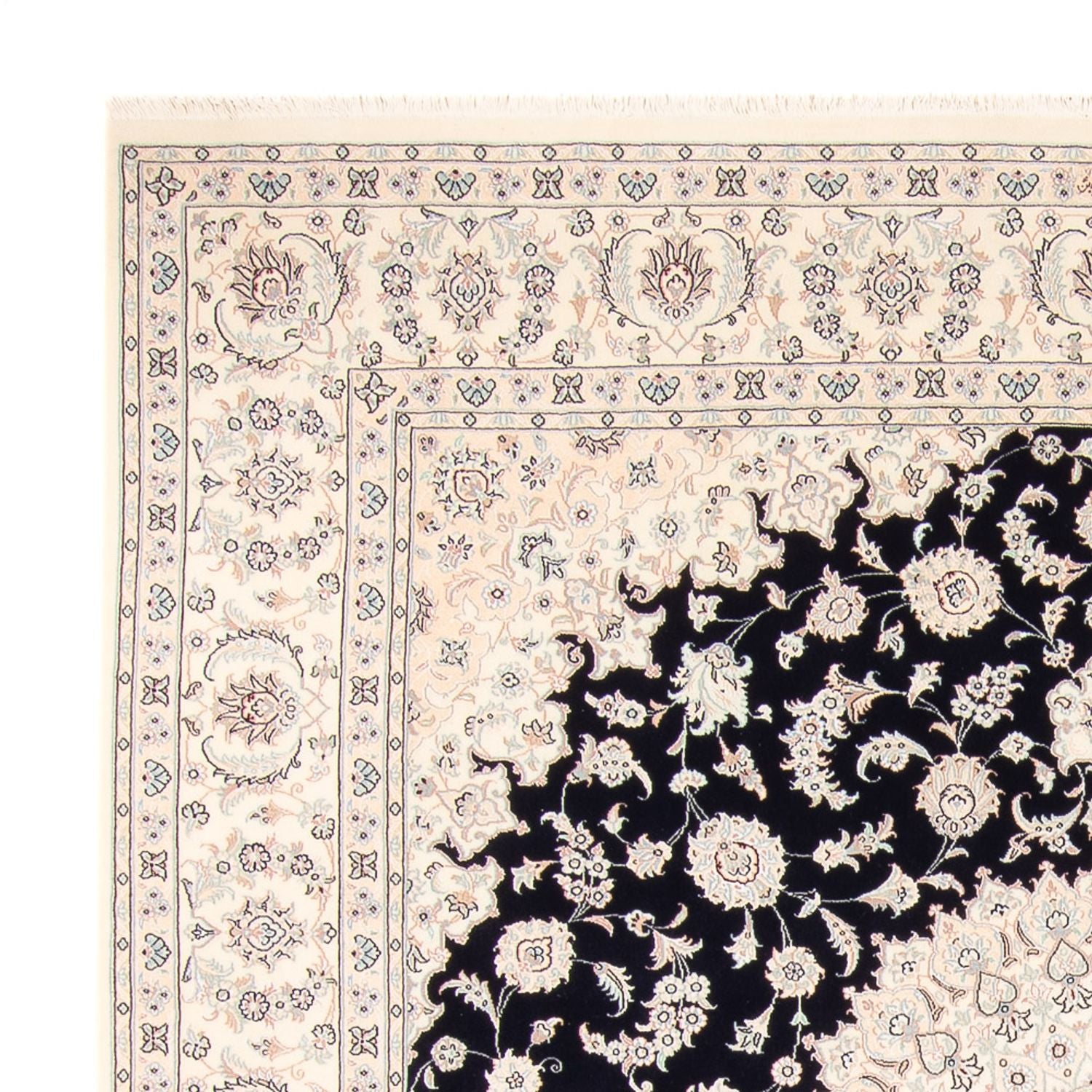 Tapis persan - Nain carré  - 258 x 246 cm - bleu foncé