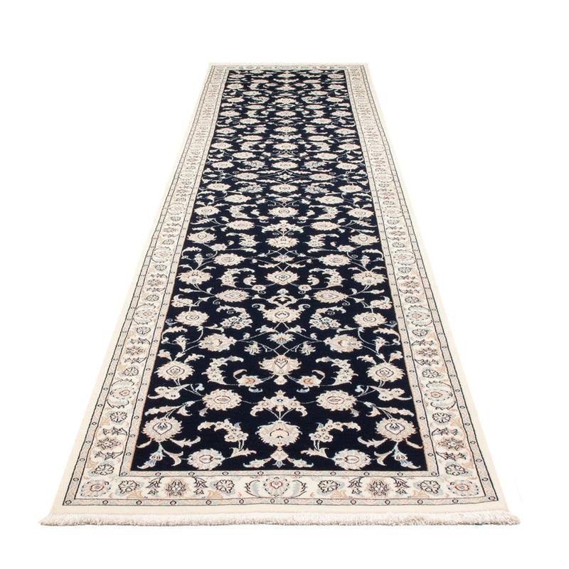 Tapis de couloir Tapis persan - Nain - Premium - 394 x 92 cm - bleu foncé