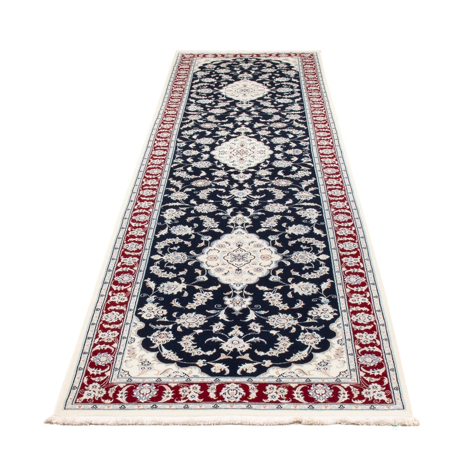 Tapis de couloir Tapis persan - Nain - Premium - 353 x 85 cm - bleu foncé