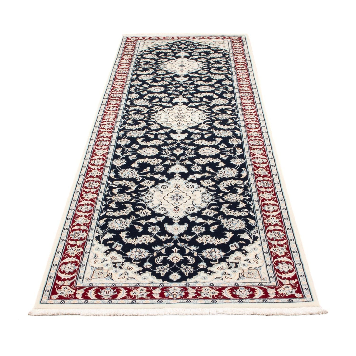 Tapis de couloir Tapis persan - Nain - Premium - 292 x 80 cm - bleu foncé