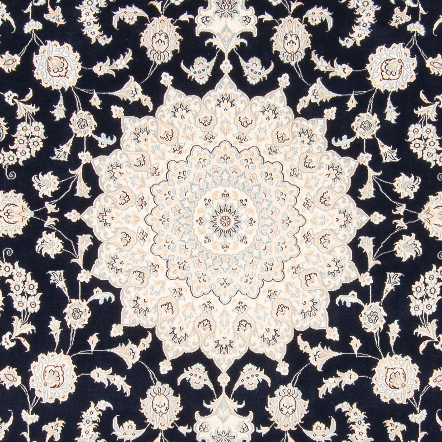 Tapis persan - Nain carré  - 246 x 242 cm - bleu foncé