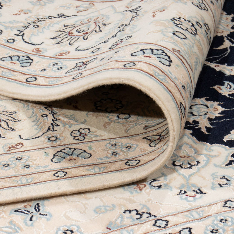 Tapis persan - Nain carré  - 246 x 242 cm - bleu foncé