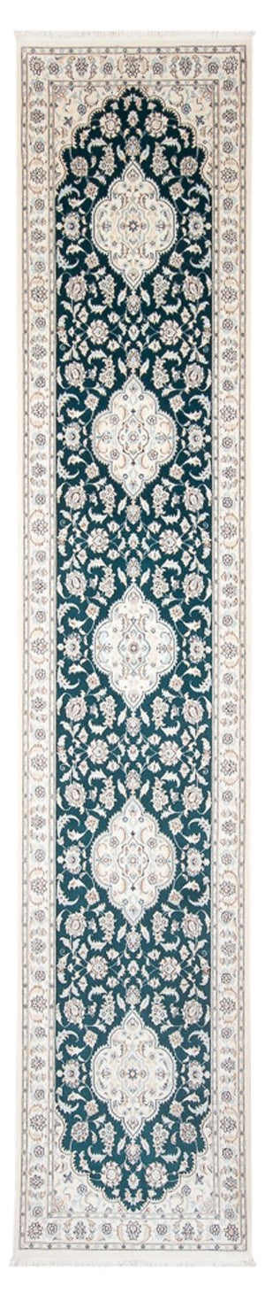 Tapis de couloir Tapis persan - Nain - Premium - 397 x 88 cm - bleu foncé