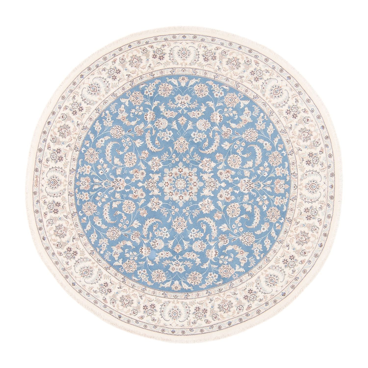 Tapis persan - Nain ronde  - 200 x 200 cm - bleu clair