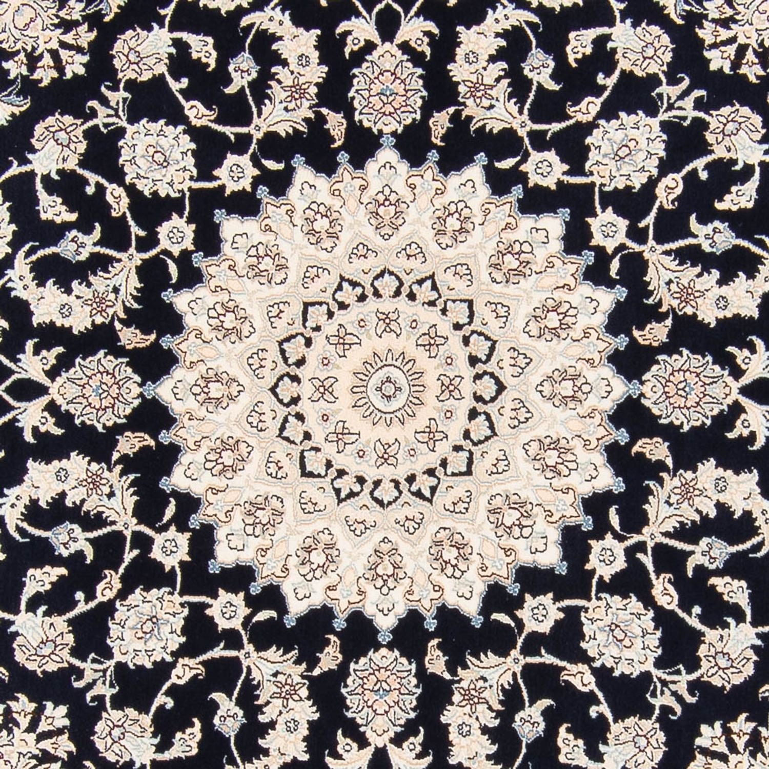 Tapis persan - Nain ronde  - 206 x 195 cm - bleu foncé