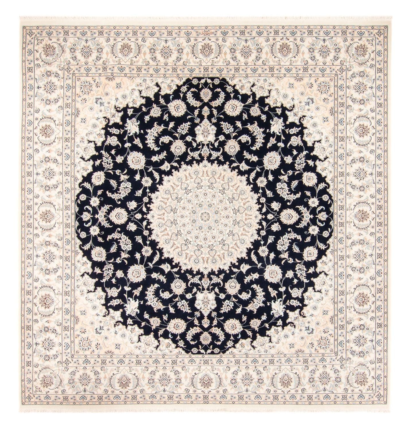 Tapis persan - Nain carré  - 259 x 247 cm - bleu foncé