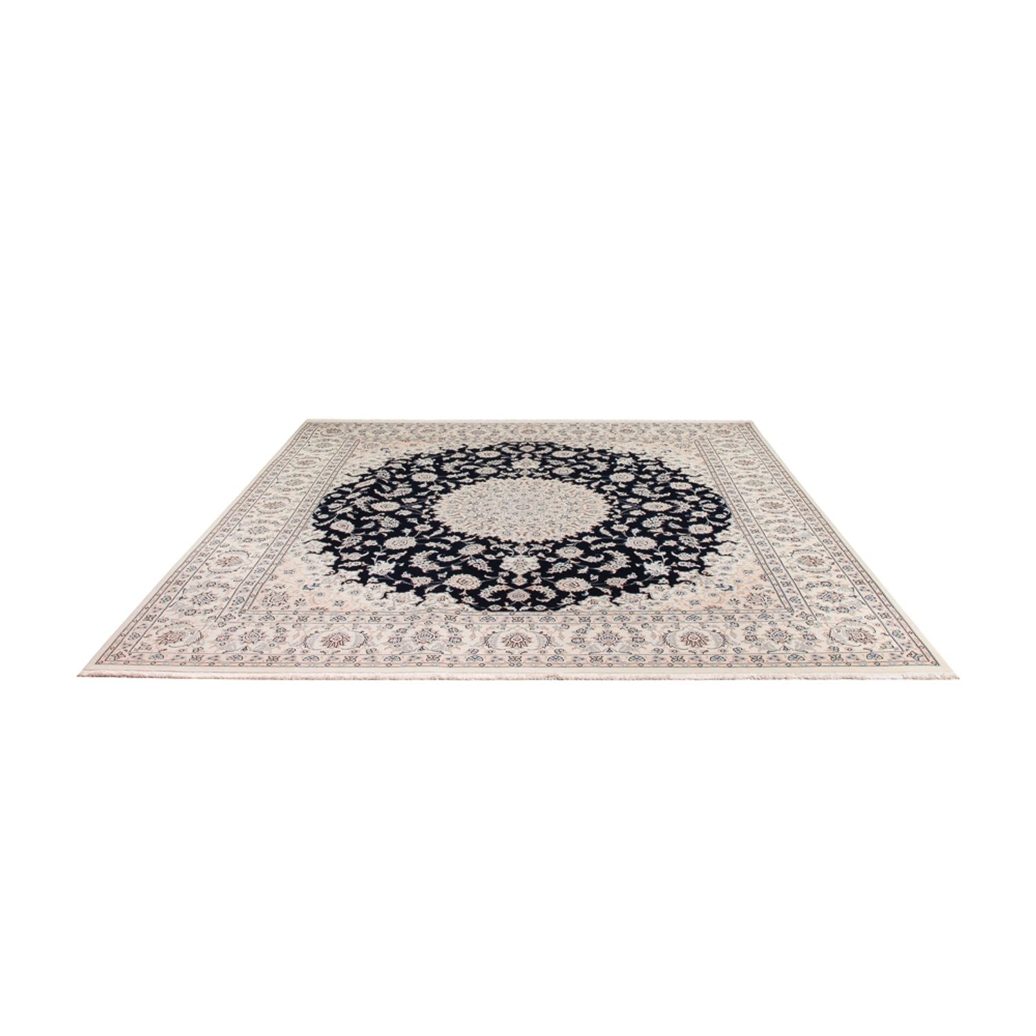 Tapis persan - Nain carré  - 259 x 247 cm - bleu foncé
