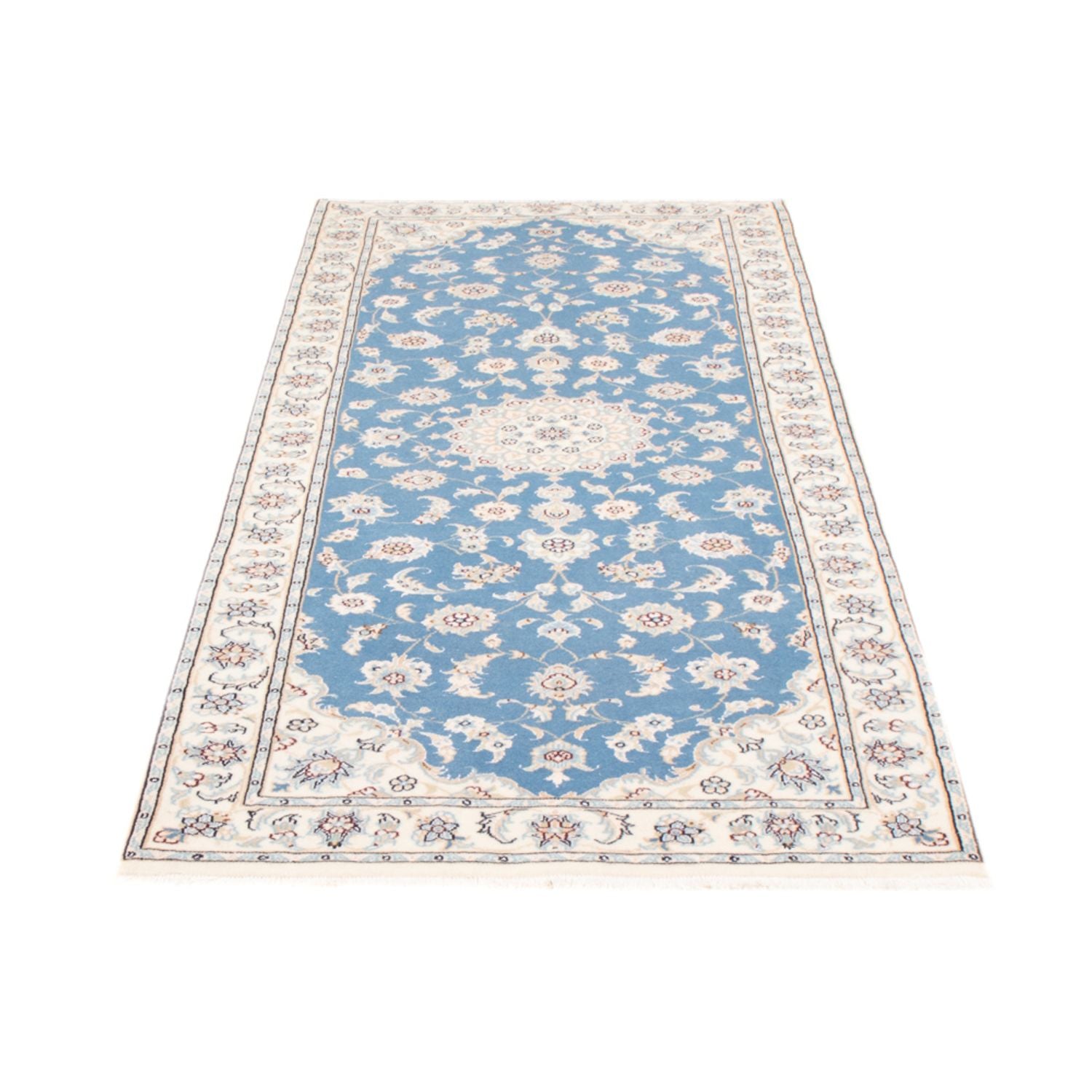 Tapis de couloir Tapis persan - Nain - Royal - 204 x 82 cm - bleu clair