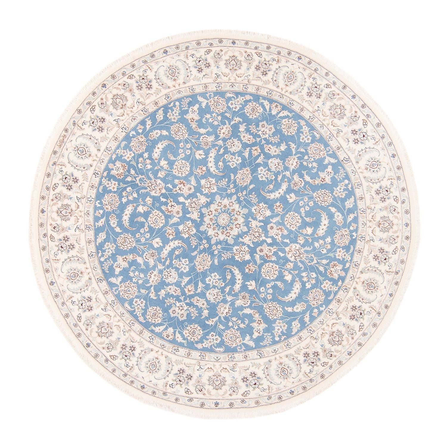 Tapis persan - Nain ronde  - 200 x 200 cm - bleu clair