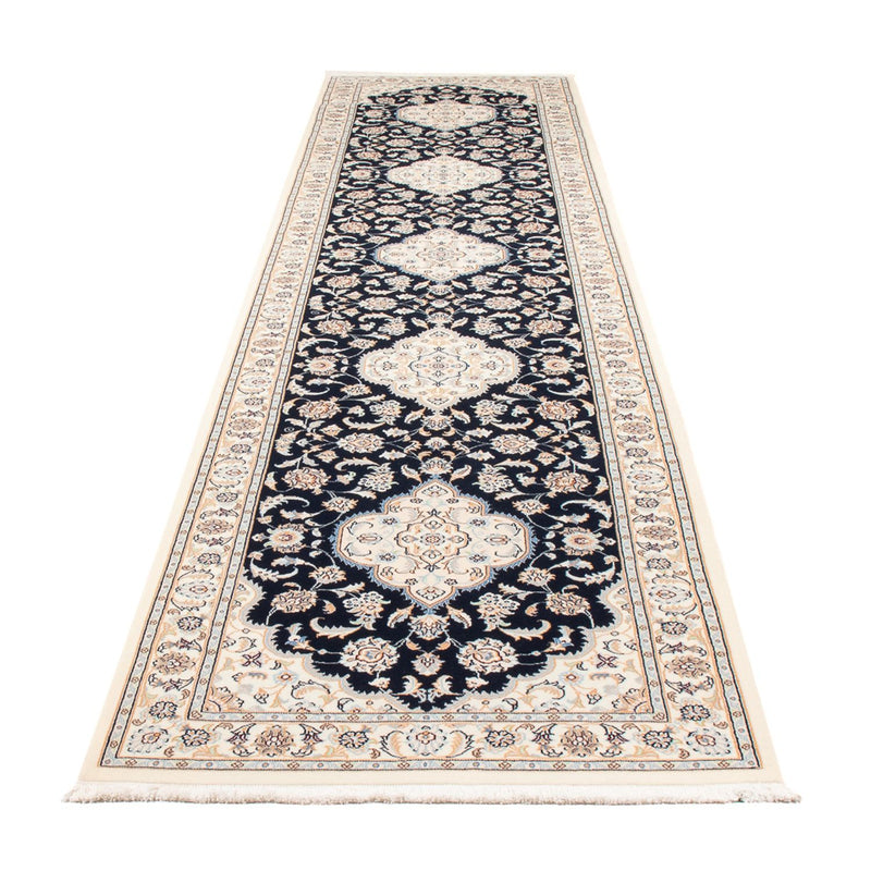Tapis de couloir Tapis persan - Nain - Premium - 400 x 90 cm - bleu foncé