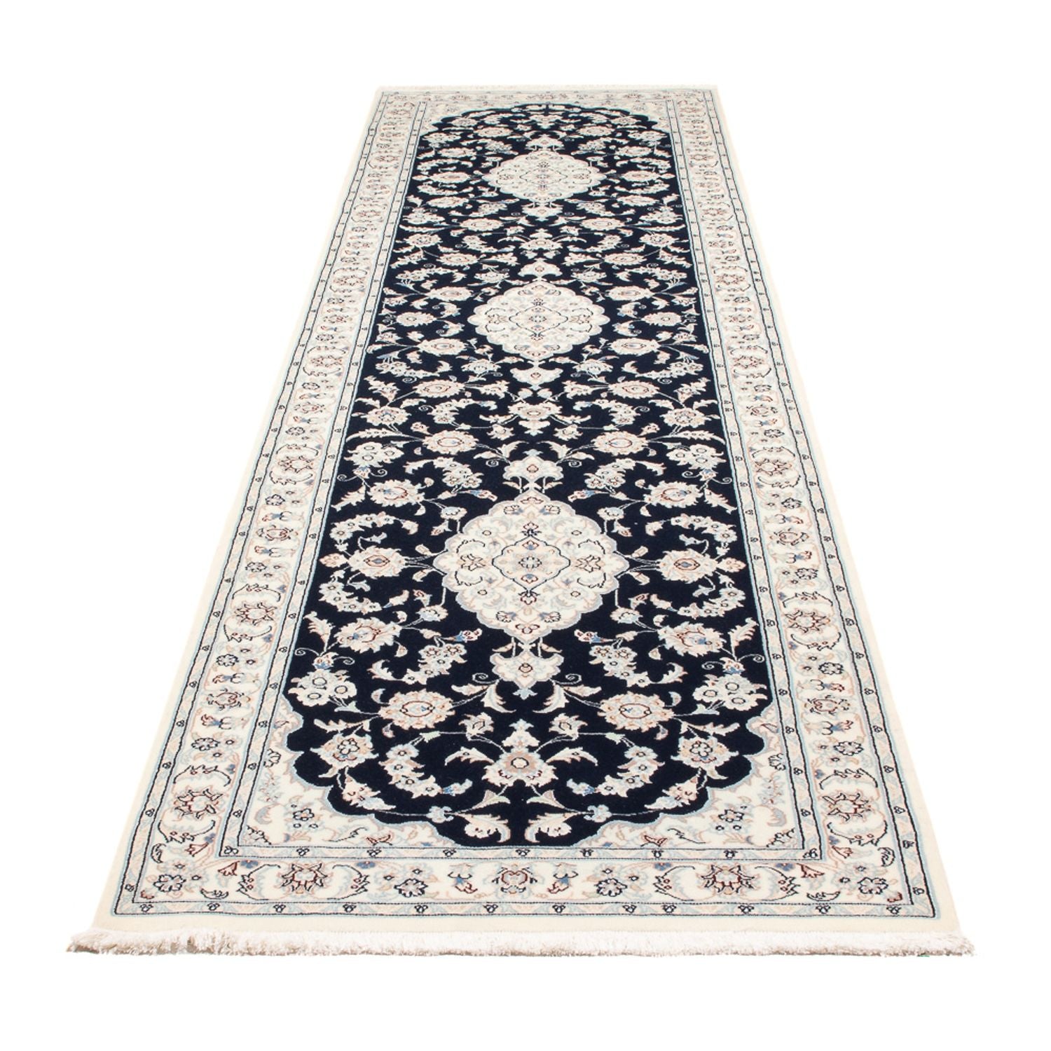 Tapis de couloir Tapis persan - Nain - Premium - 339 x 86 cm - bleu foncé