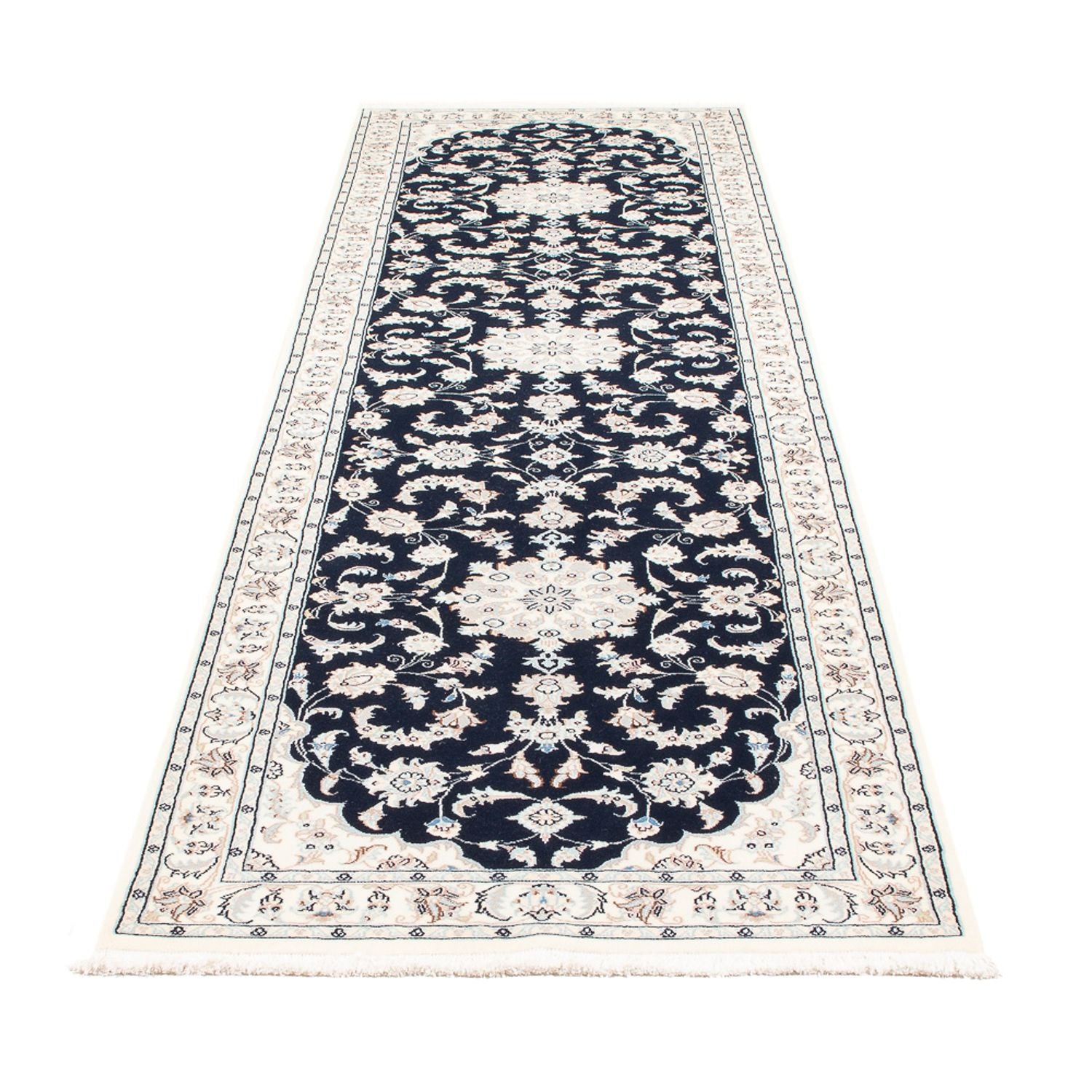 Tapis de couloir Tapis persan - Nain - Premium - 297 x 82 cm - bleu foncé