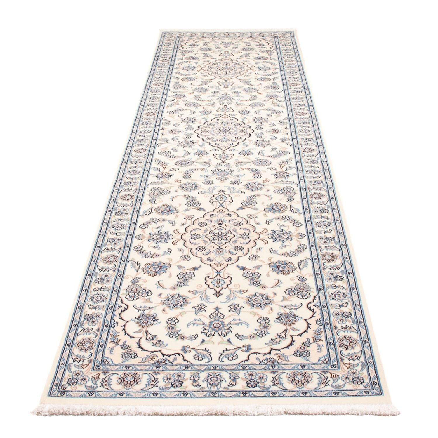 Tapis de couloir Tapis persan - Nain - Premium - 343 x 84 cm - crème