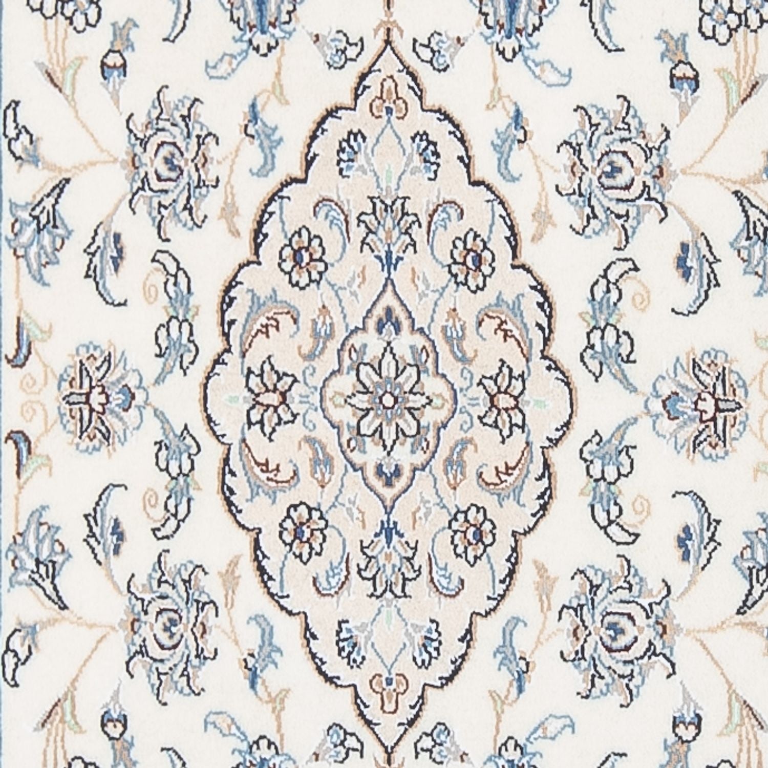 Tapis de couloir Tapis persan - Nain - Premium - 345 x 84 cm - crème