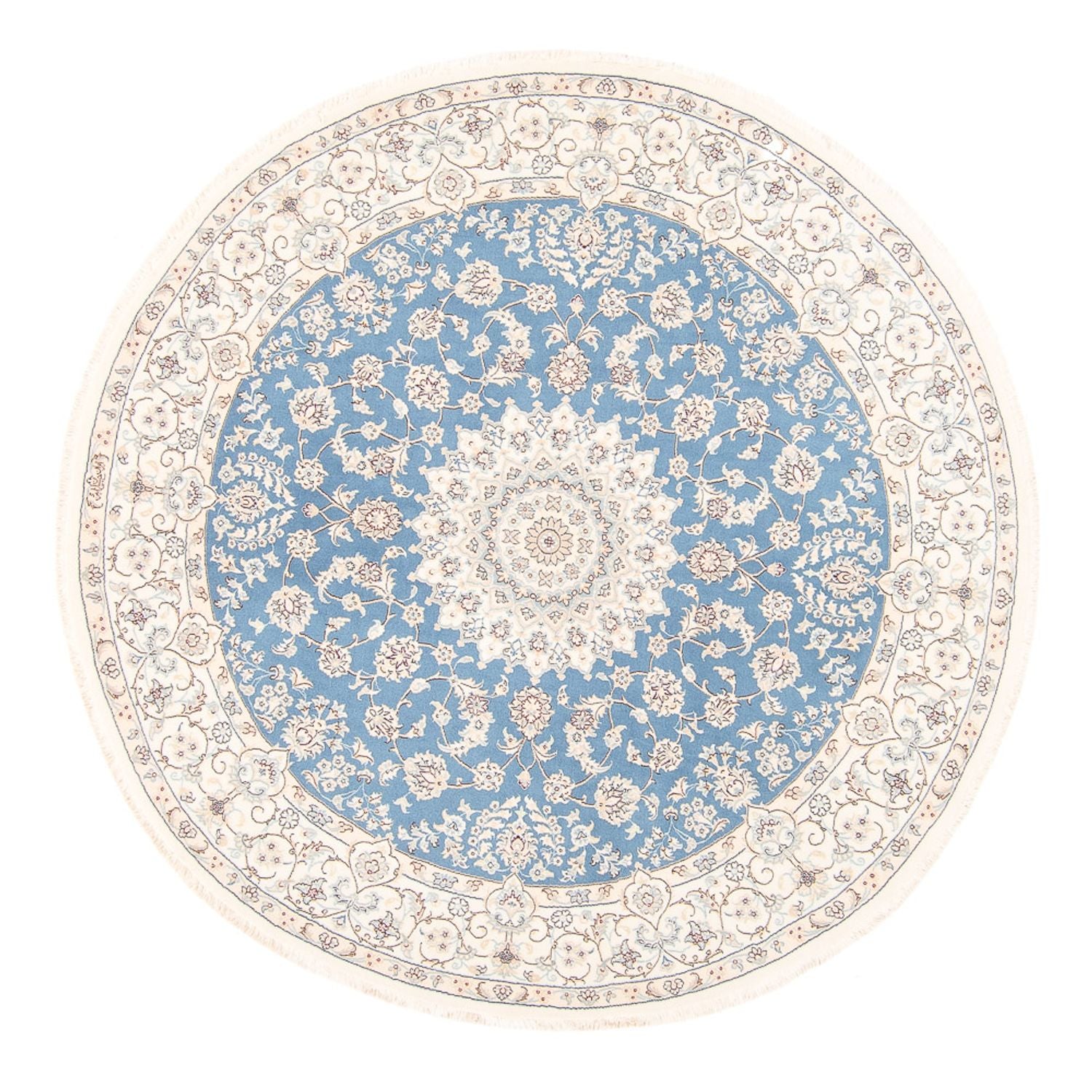 Perserteppich - Nain rund  - 200 x 200 cm - hellblau