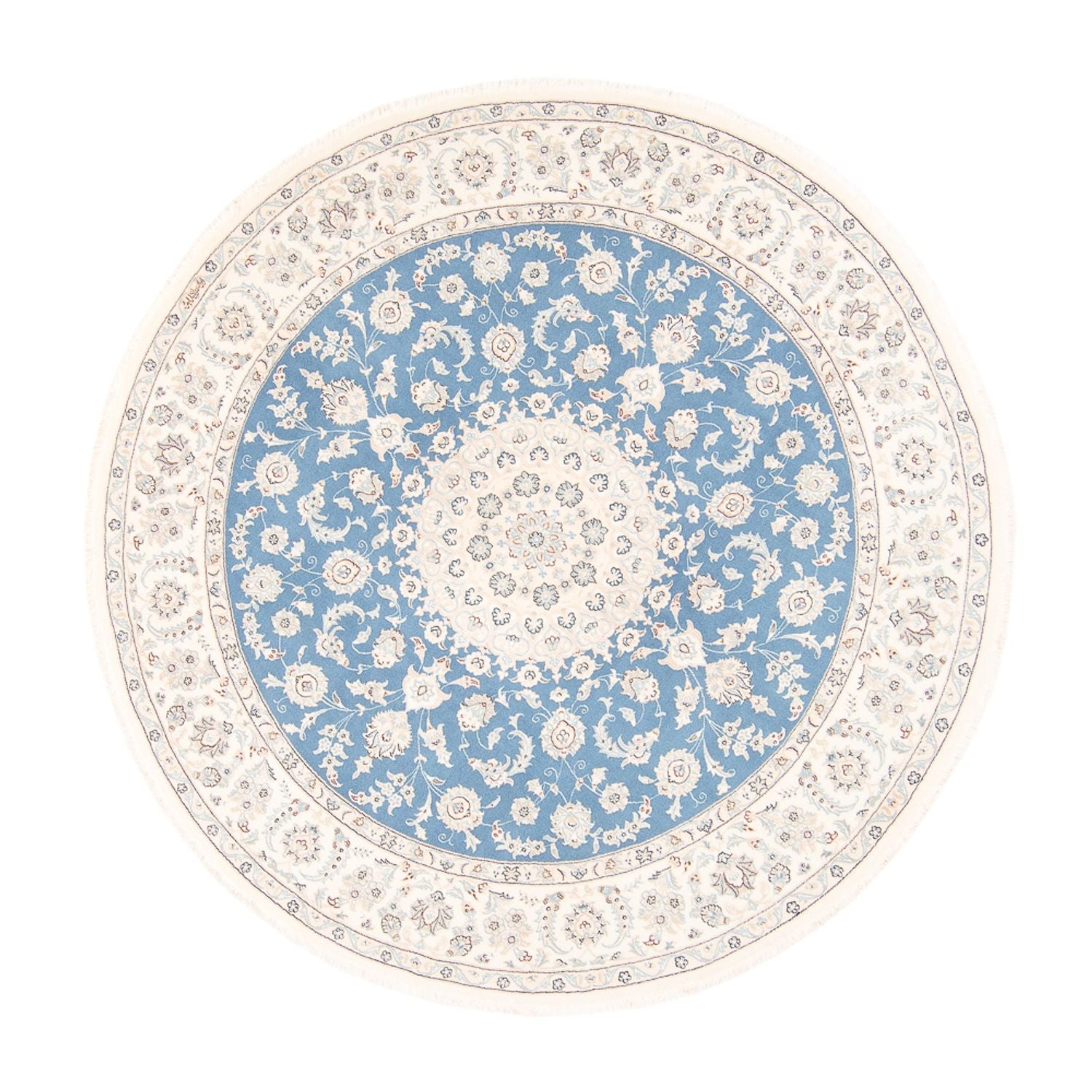 Tapis persan - Nain ronde  - 202 x 197 cm - bleu clair