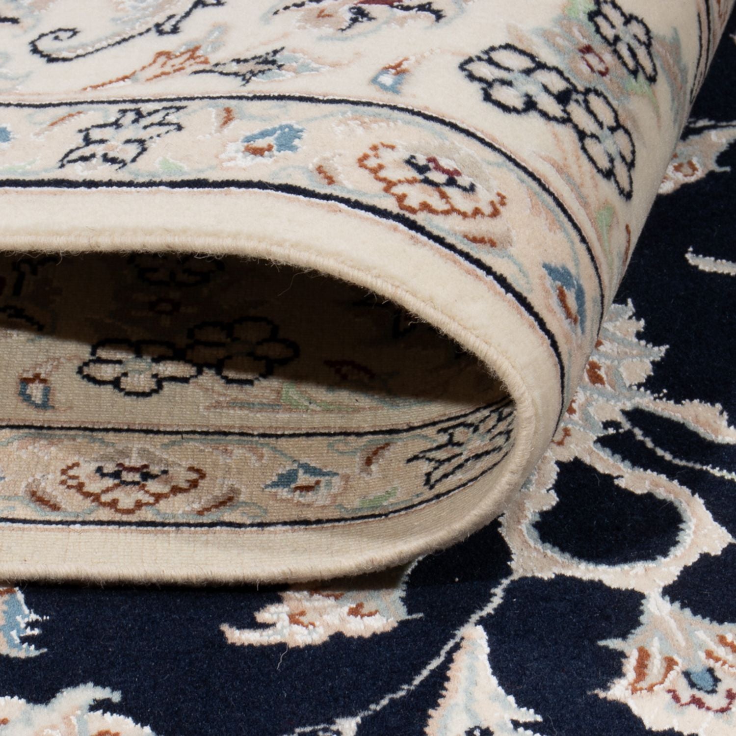 Tapis persan - Nain - 235 x 171 cm - bleu foncé