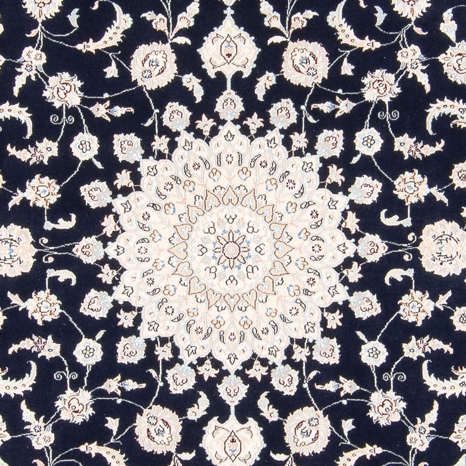 Tapis persan - Nain carré  - 210 x 200 cm - bleu foncé