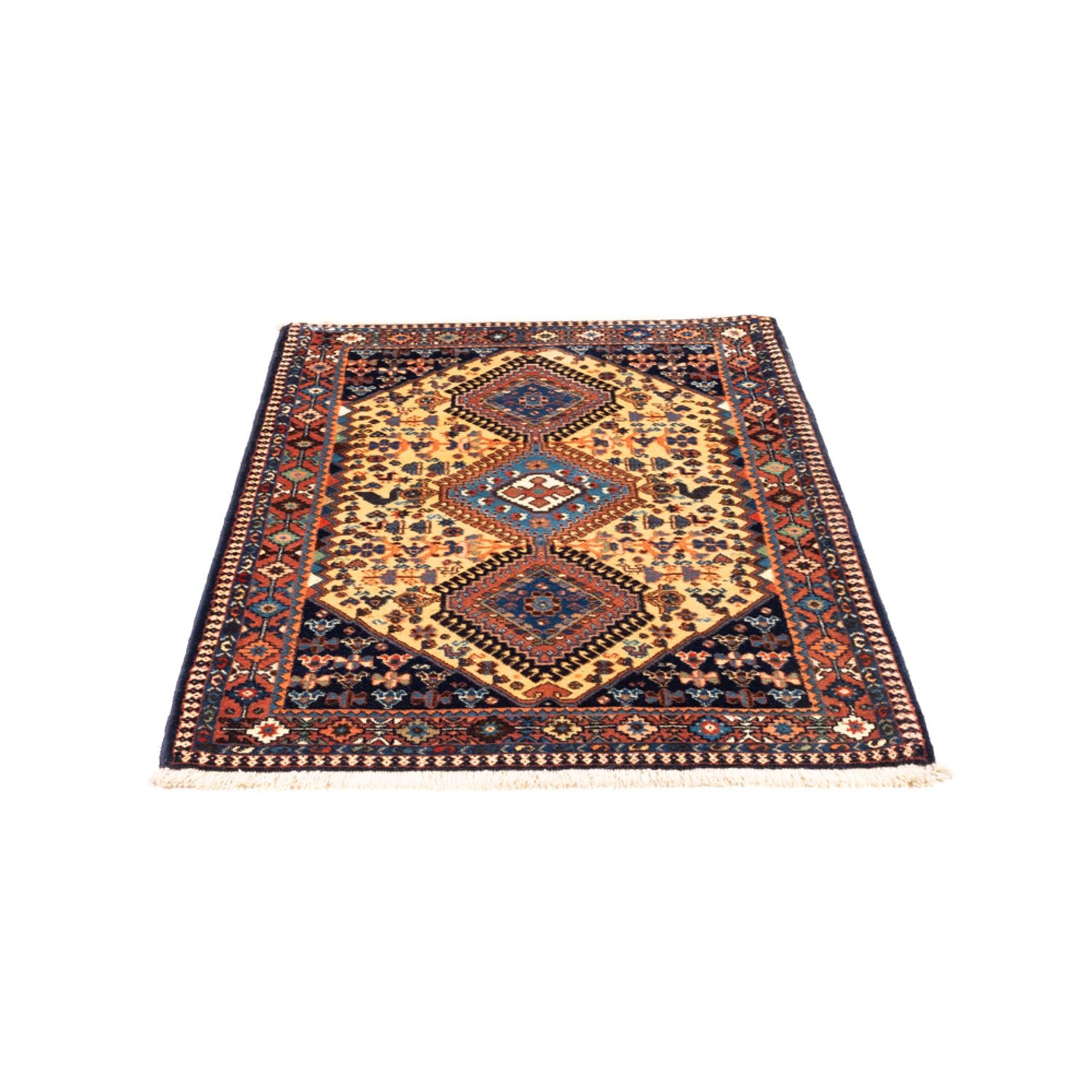 Tapis persan - Nomadic - 132 x 87 cm - jaune