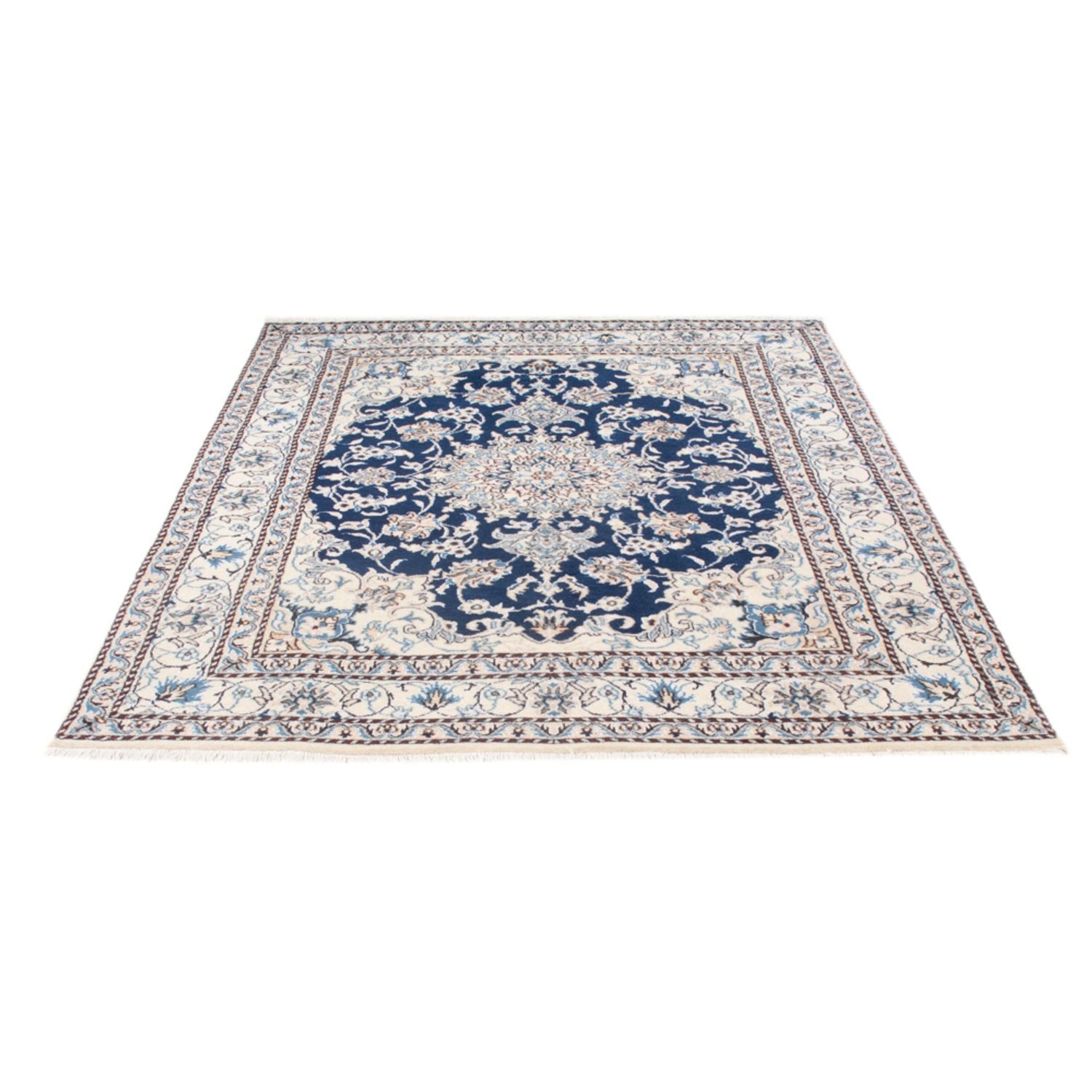 Tapis persan - Nain - Royal - 202 x 146 cm - bleu foncé