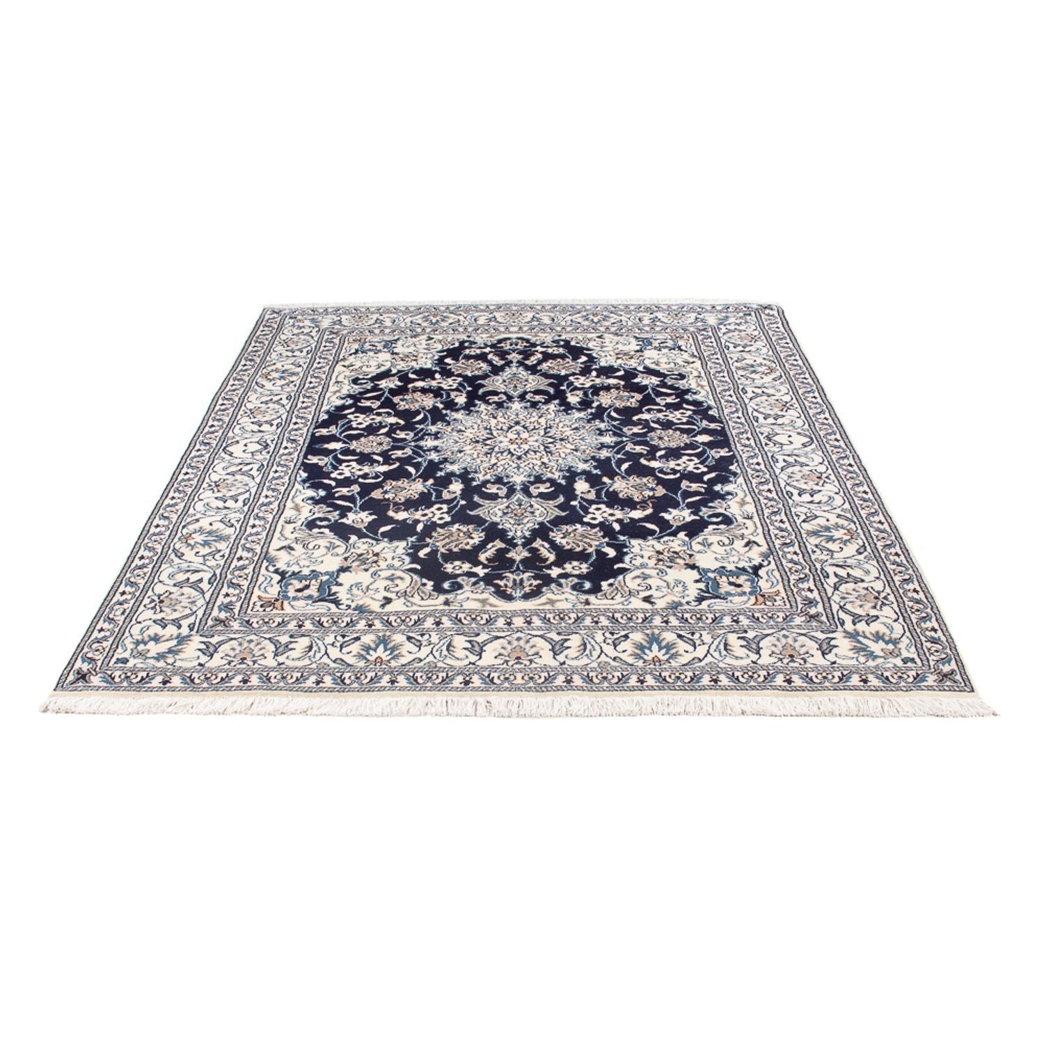 Tapis persan - Nain - Royal - 203 x 147 cm - bleu foncé