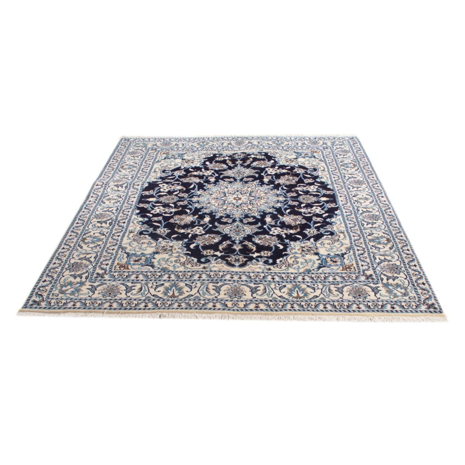 Tapis persan - Nain - Royal - 198 x 147 cm - bleu foncé