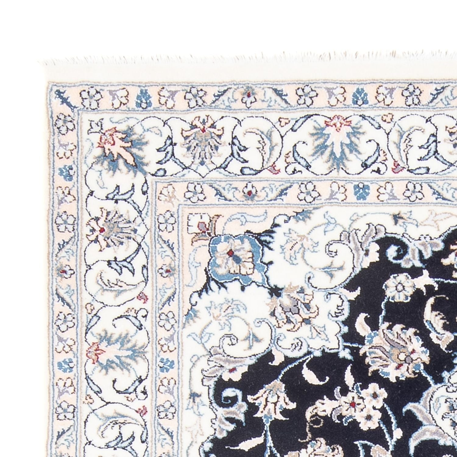 Tapis persan - Nain - Royal - 200 x 147 cm - bleu foncé