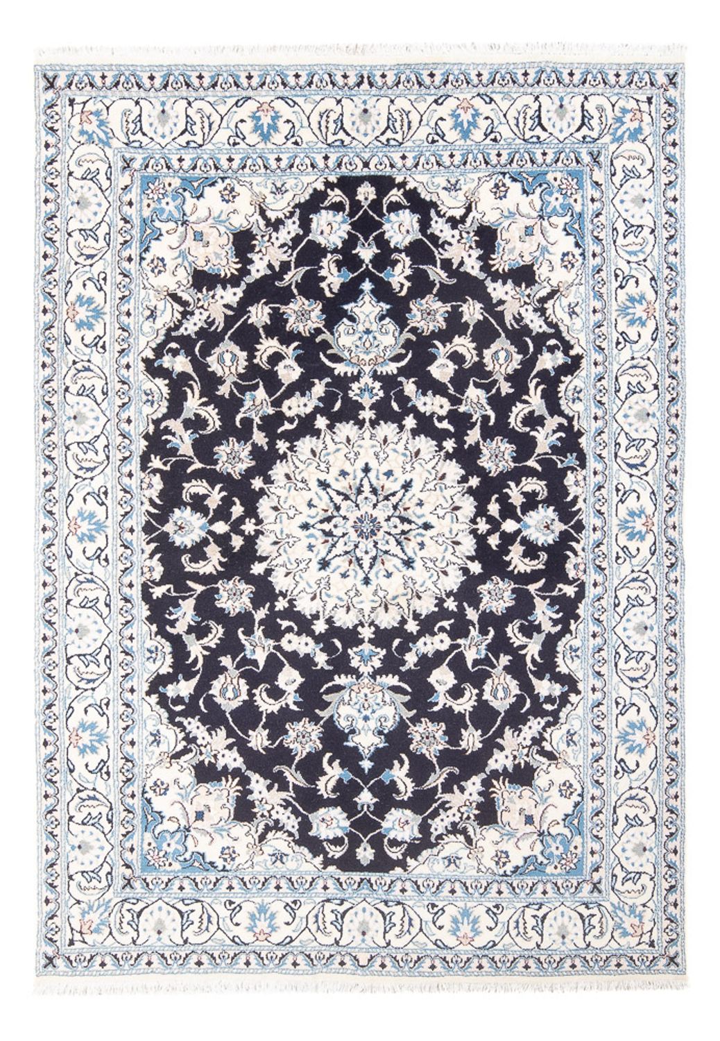 Tapis persan - Nain - 231 x 163 cm - bleu foncé