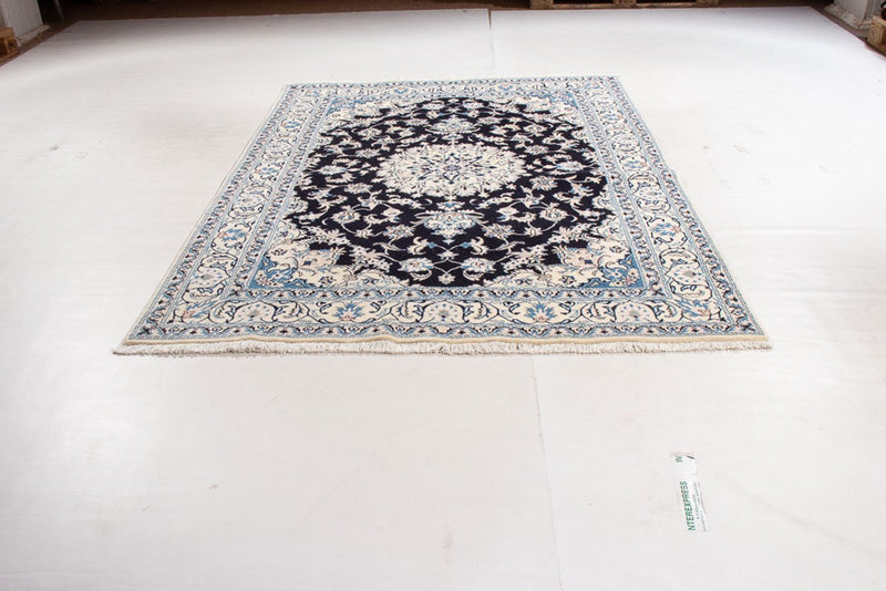 Tapis persan - Nain - 231 x 163 cm - bleu foncé