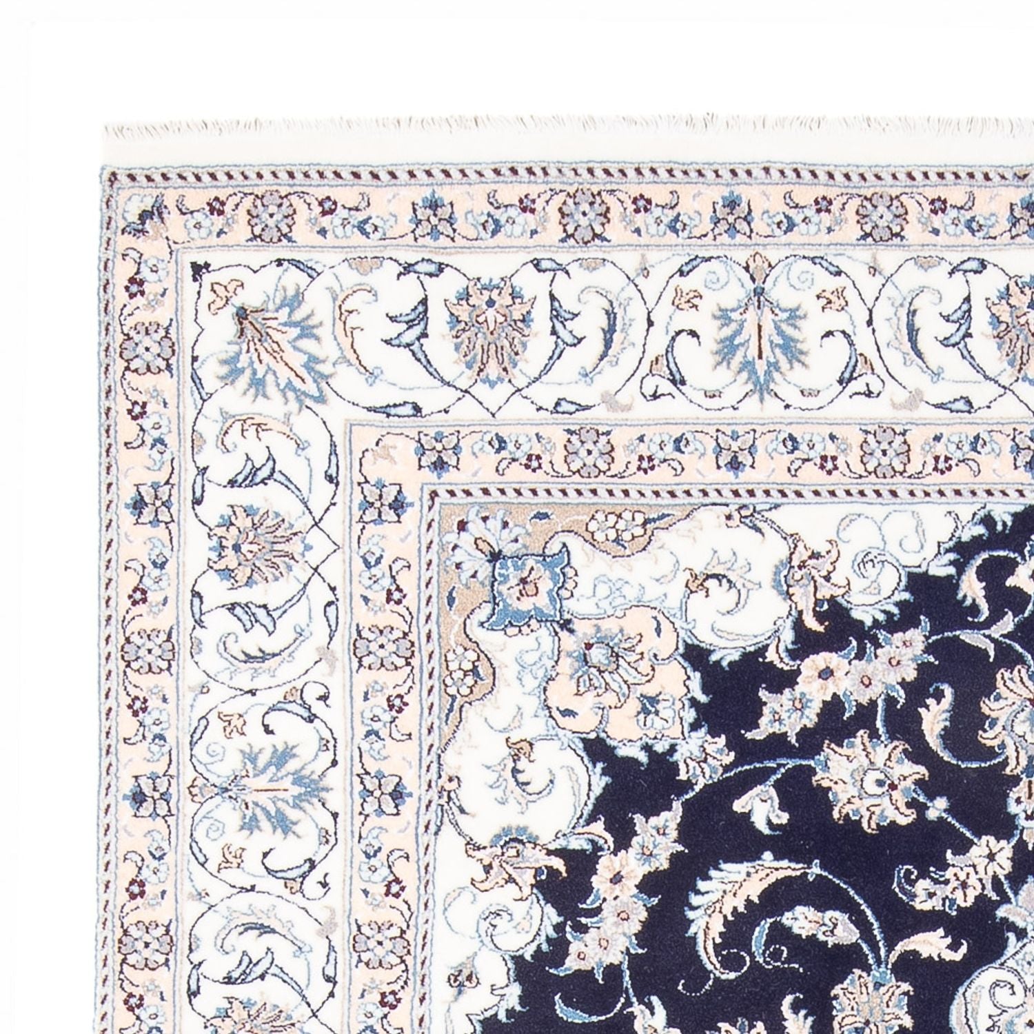 Tapis persan - Nain - 298 x 195 cm - bleu foncé