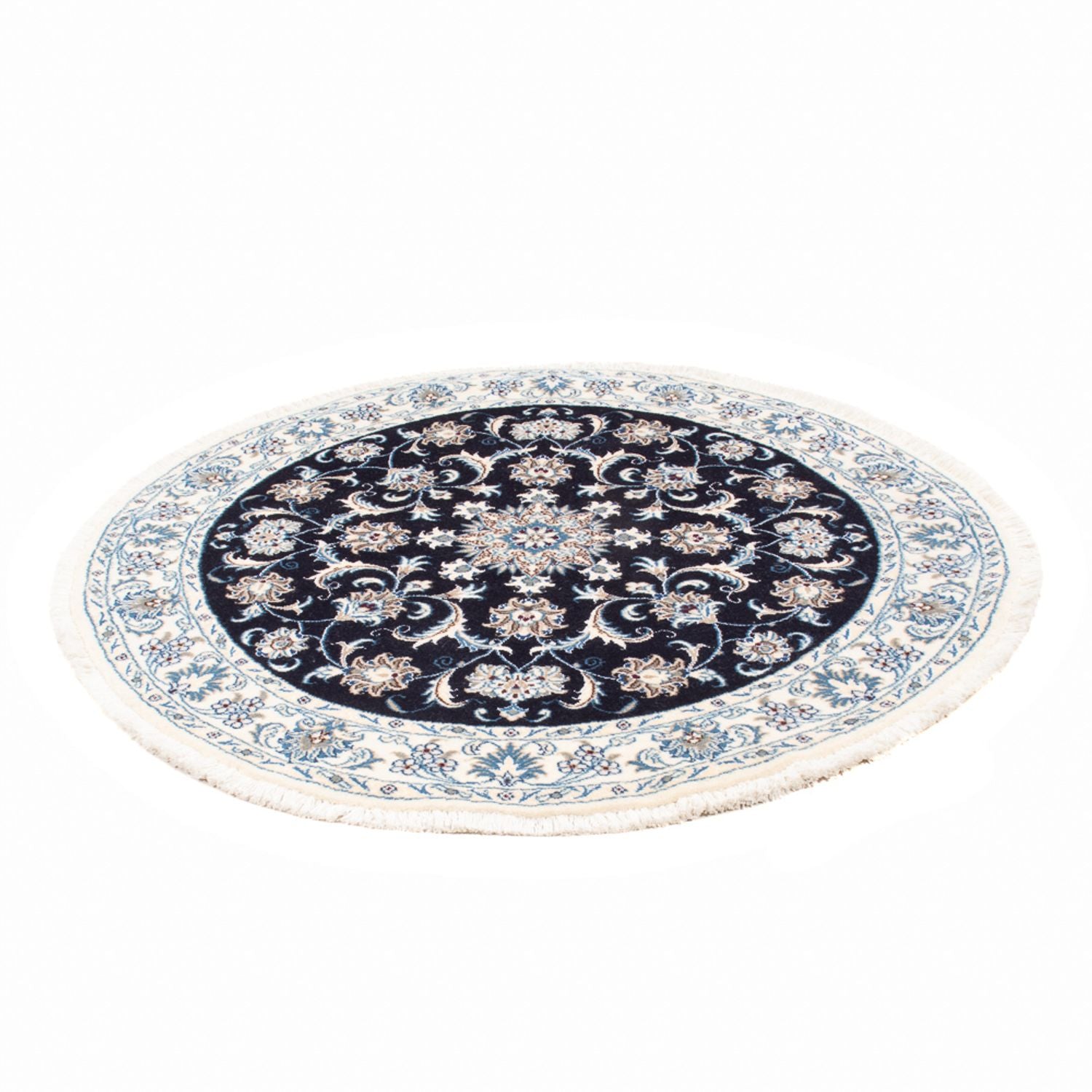 Tapis persan - Nain ronde  - 150 x 150 cm - bleu foncé
