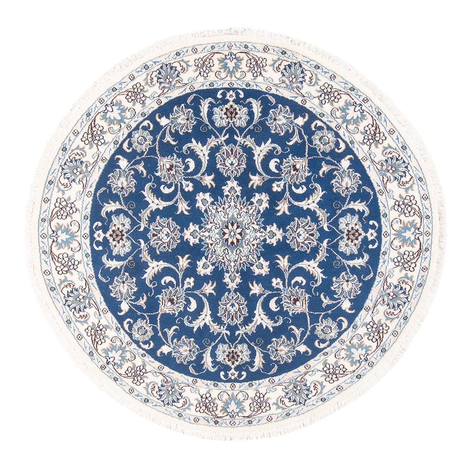 Tapis persan - Nain ronde  - 150 x 150 cm - bleu