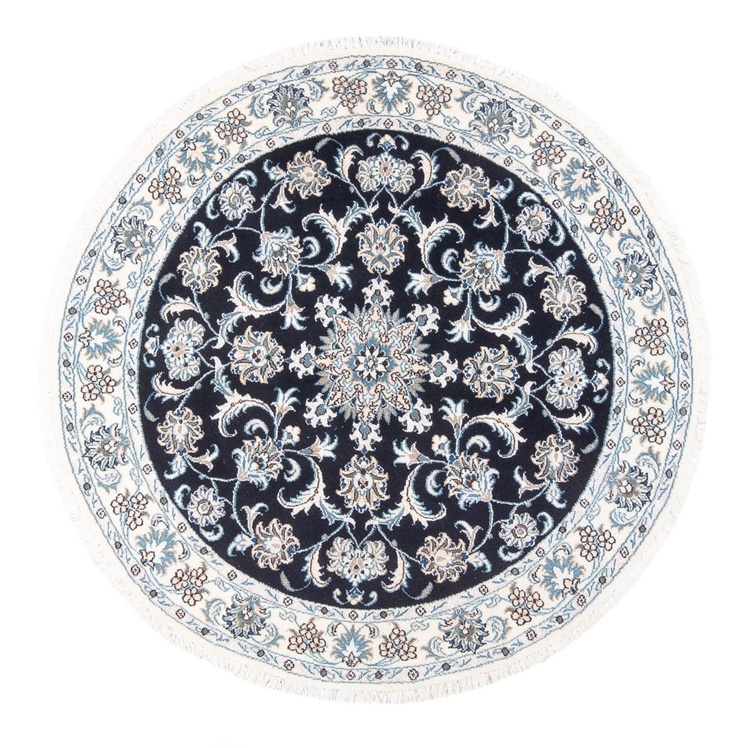 Tapis persan - Nain ronde  - 150 x 150 cm - bleu foncé