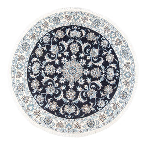 Tapis persan - Nain ronde  - 150 x 150 cm - bleu foncé