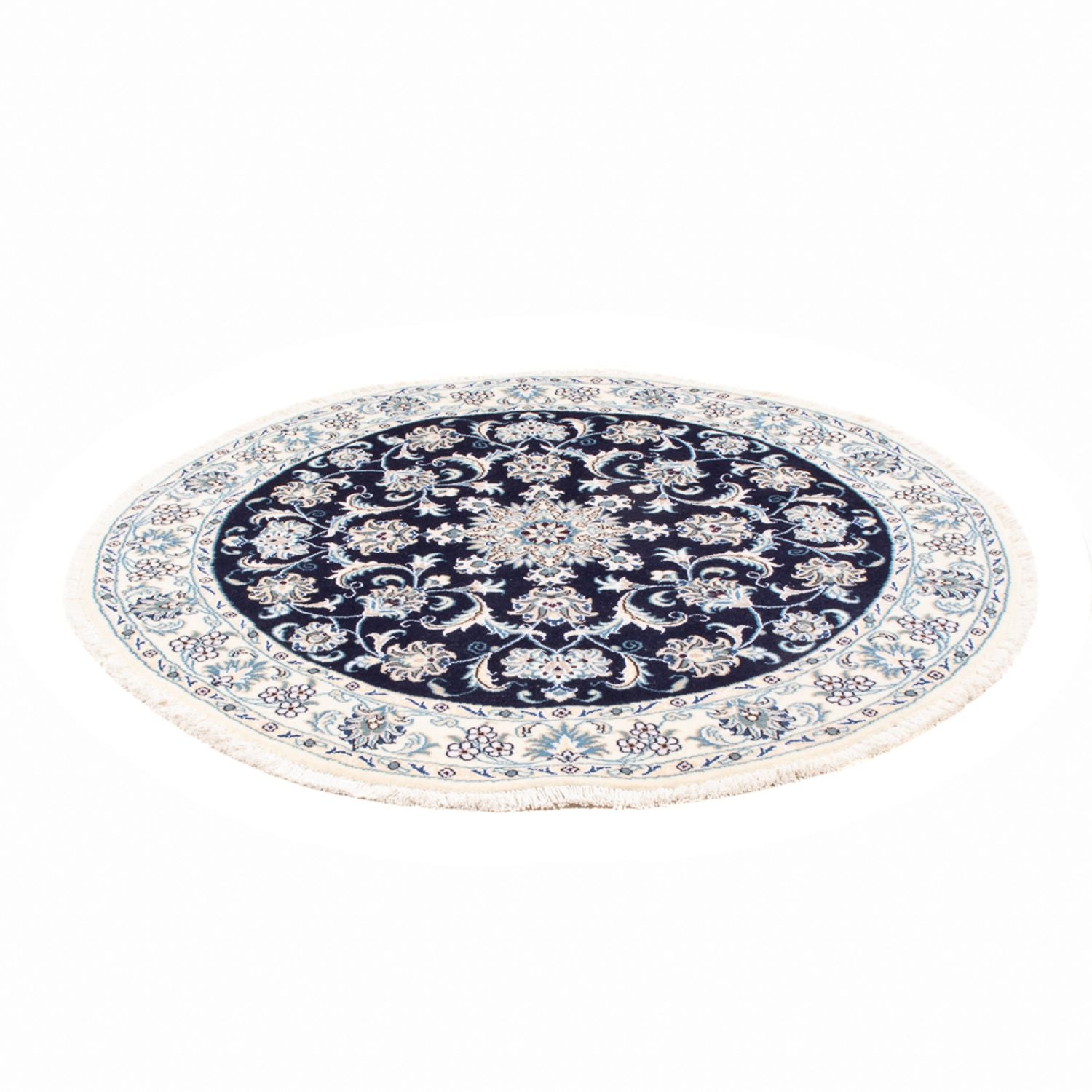 Tapis persan - Nain ronde  - 150 x 150 cm - bleu foncé