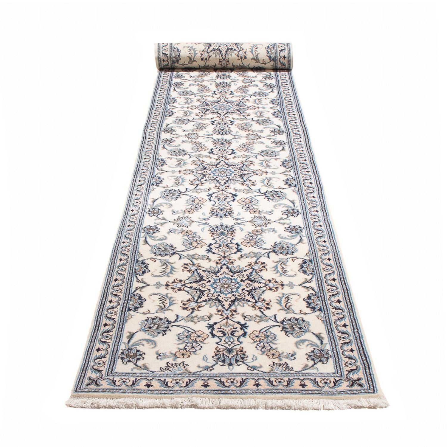 Tapis de couloir Tapis persan - Nain - 400 x 80 cm - argent