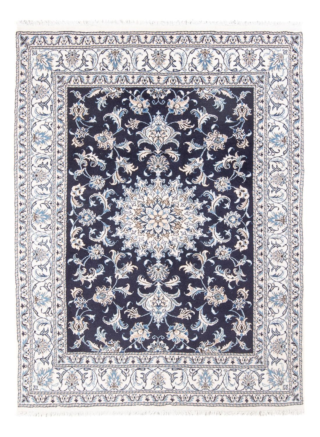 Tapis persan - Nain - Royal - 196 x 145 cm - bleu foncé