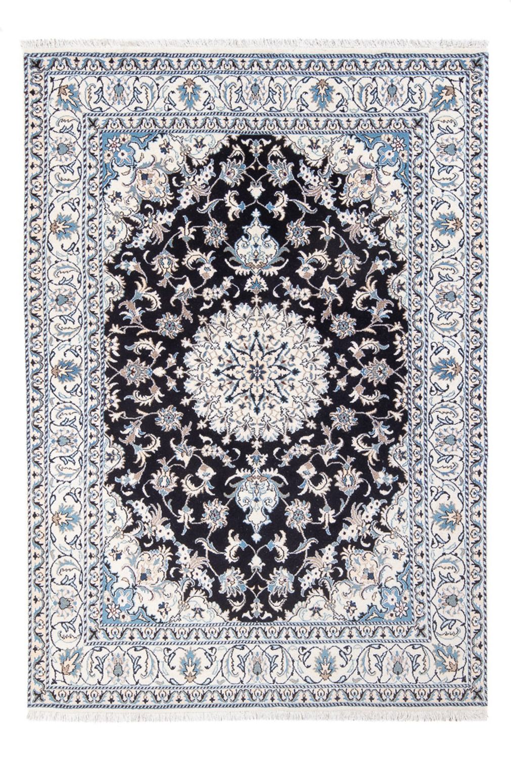 Tapis persan - Nain - 234 x 166 cm - bleu foncé