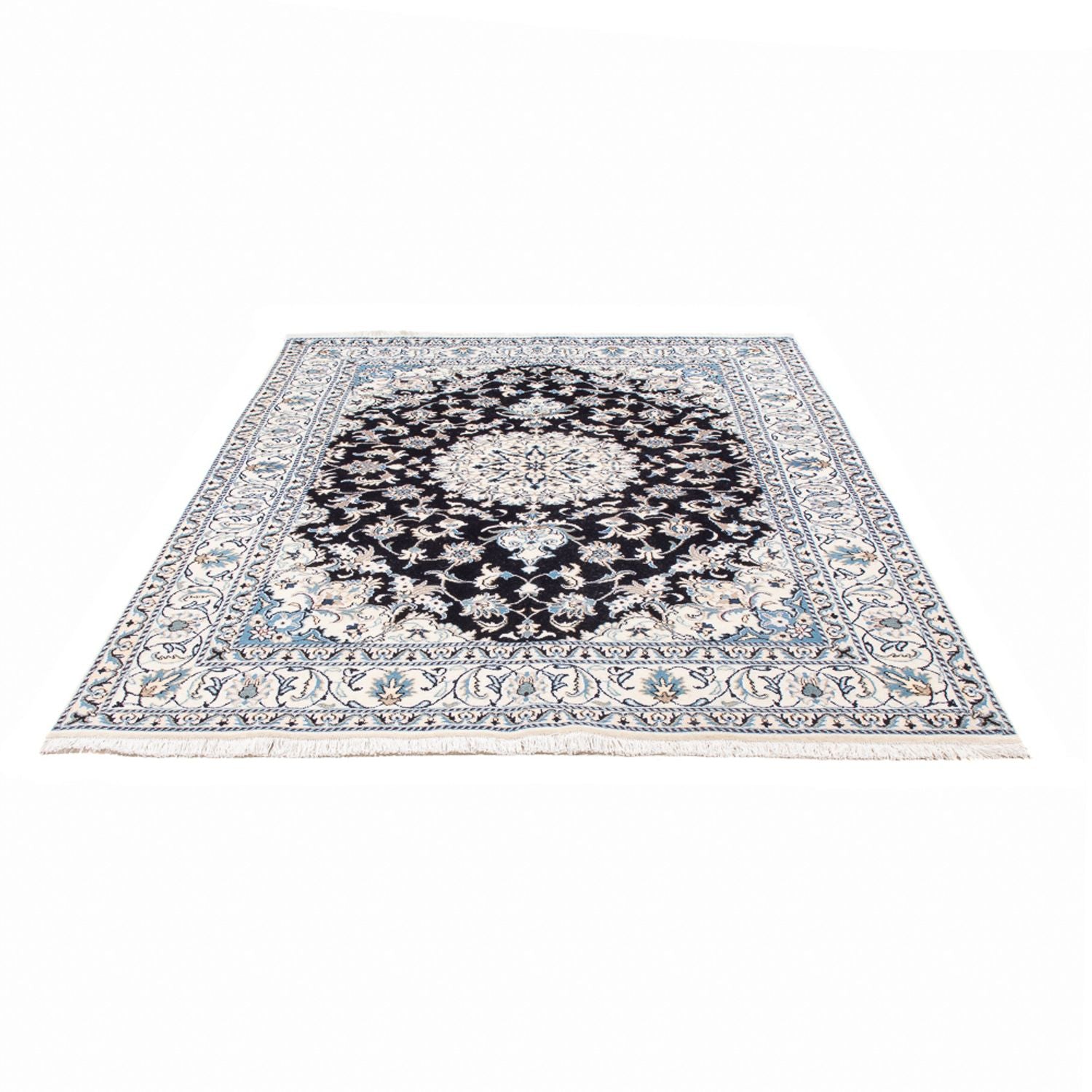 Tapis persan - Nain - 234 x 166 cm - bleu foncé