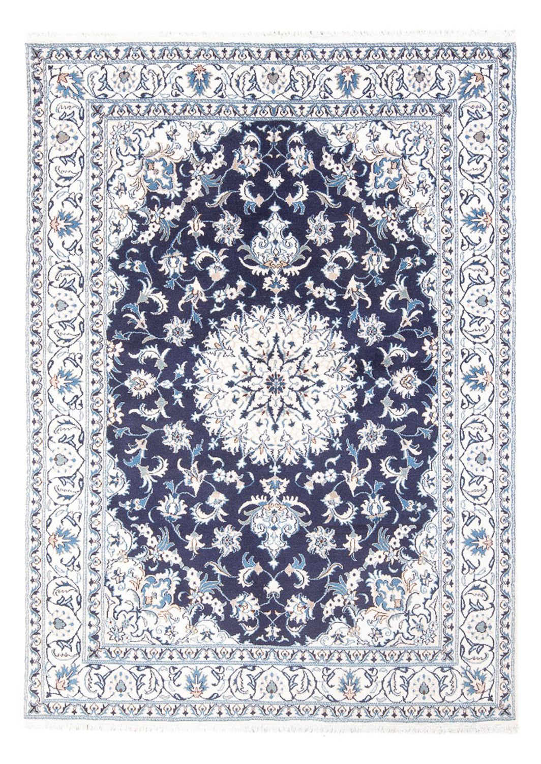 Tapis persan - Nain - 234 x 168 cm - bleu foncé