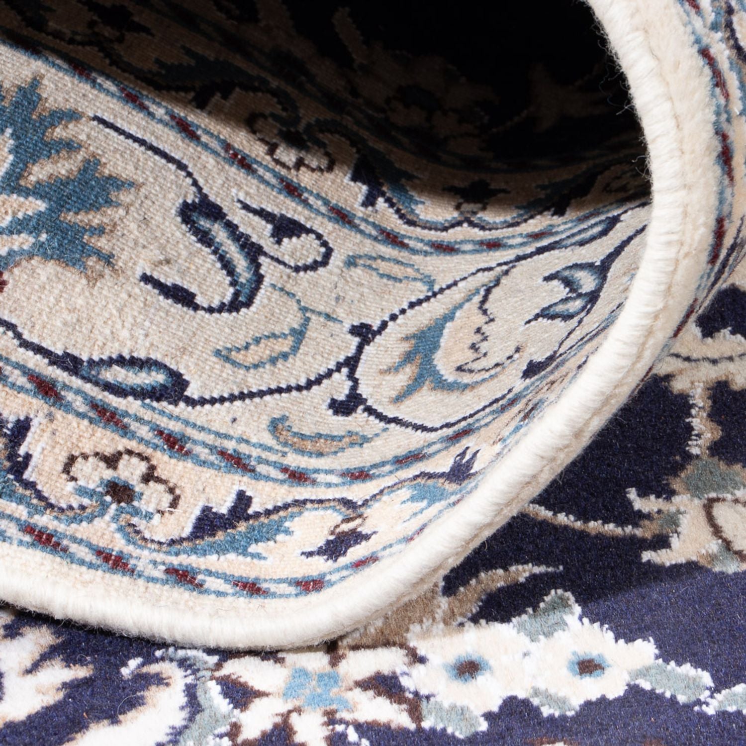 Tapis persan - Nain - 226 x 167 cm - bleu foncé