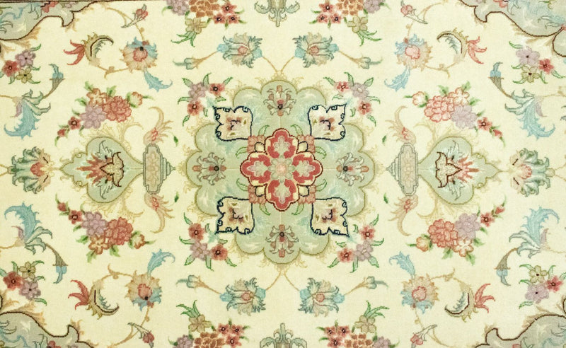 Tapis de couloir Tapis persan - Tabriz - Royal - 338 x 89 cm - beige